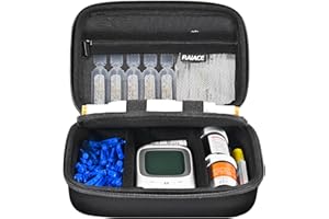RAIACE Hard Storage Case for Diabetic Supplies, Bag fit for Glucose Meter, Insulin Pen, Glucose Monitor, Blood Sugar Test Strips,Lancets,. (for sale is case only)- Black