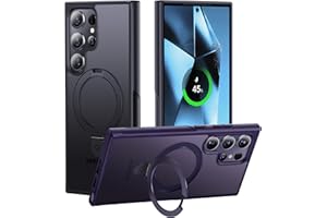 CASEKOO Genuine Official Magnetic Ring Stand for Samsung Galaxy S24 Ultra Case [Military Drop Protection] [Compatible with MagSafe] Matte Translucent Slim S24 Ultra Case 6.8'' 2024, Black