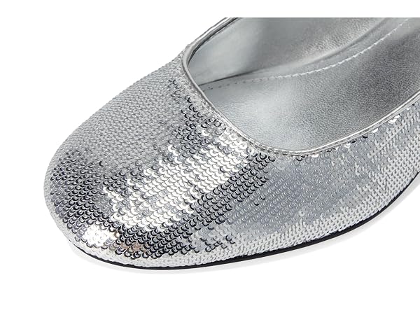 NINE WEST WOMENS AMAIZE SILVER SEQUIN 9.5 MEDIUM