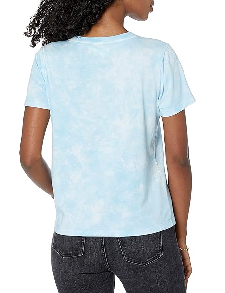 THE DROP WOMEN’S COURTNEY SHORT SLEEVE TINY CREW NECK JERSEY T-SHIRT SHIRT, -SKY BLUE TIE DYE, XXS