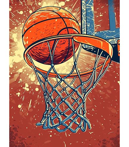 Zariocy 5D Diamond Painting Kit – Pallacanestro Fuoco – Fai Da Te Con Tela 30x40cm, Per Decorazione Parete
