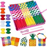 PREBOX Weaving Loom Kit Toys for Kids and Adults, Potholder Loops Crafts for Girls Ages 6 7 8 9 10 11 12, 7" Pot Holder Loom Knitting Kits and Gifts for Kids and Beginners, Make 6 Masterpieces