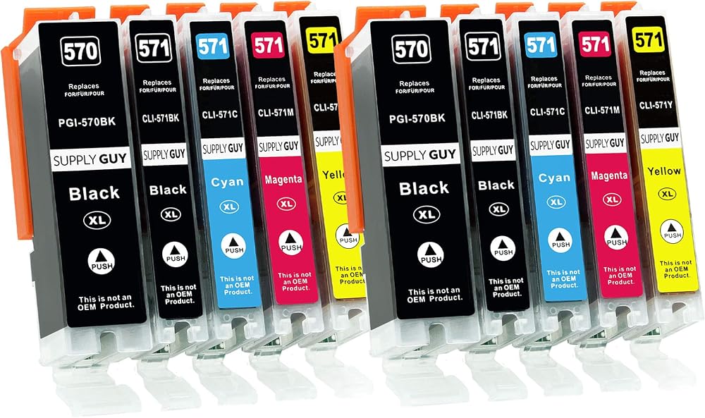 Supply Guy 10 Ink Cartridges for Canon PGI-570 CLI-571 Pixma MG5750 MG6850
