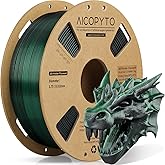 AICOPYTO Dual Color Silk PLA 3D Printer Filament 1.75mm,Dual Color 2-in-1 Green-Black Silk Filament 1KG Spool (2.2lbs) Dimensional Accuracy Probability +/- 0.02mm Fit Most FDM 3D Printers, Black-Green