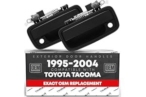 T1A Exterior Front Driver & Passenger Door Handle Replacement Set - Compatible with 1995-2004 Toyota Tacoma - Textured Black with Keyhole - OEM 69220-35020, 69210-35020