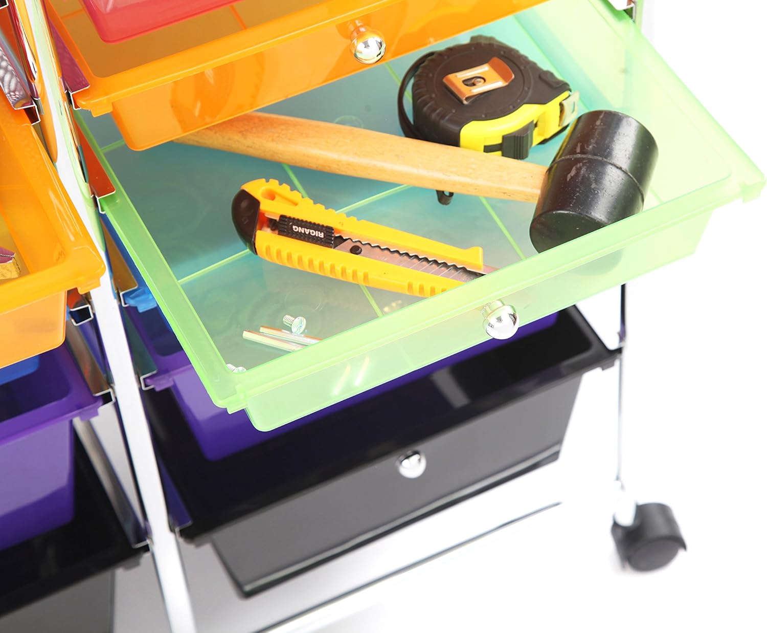Finnhomy 12 Drawer Organizer Cart Utility Cart Rolling Storage Cart Smoke Drawer Studio Trolley Office Suppliers for Home School Beauty Salon Storage : Office Products
