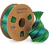 Comgrow Silk PLA 3D Printer Filament, Dual Color 2 in 1 Black and Green, 3D Printing PLA Filament 1.75mm, Dimensional Accuracy +/- 0.02 mm, 1KG Spool, Coextrusion Shiny Silk 3D Filament