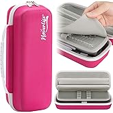 Noverlife 11x4x3.5inch High Frequency Wand Case Fit for NuDerma/Uupas/Houzzi, Portable Skin Therapy Wand Machine and Accessories Organizer with Hand Strap, Protective Hard Storage Travel Case - Pink