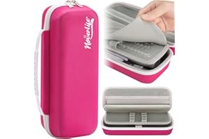 Noverlife 11x4x3.5inch High Frequency Wand Case Fit for NuDerma/Uupas/Houzzi, Portable Skin Therapy Wand Machine and Accessories Organizer with Hand Strap, Protective Hard Storage Travel Case - Pink