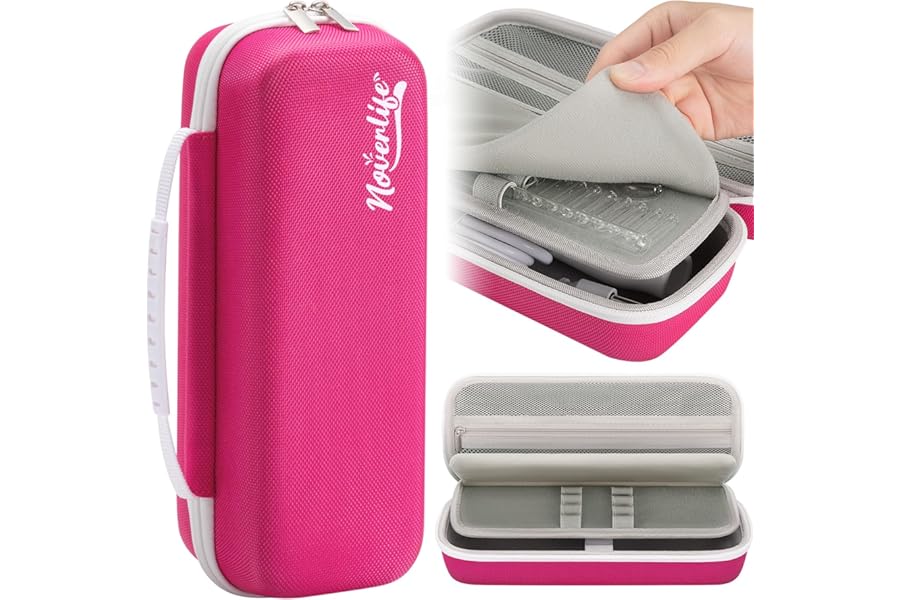 Noverlife 11x4x3.5inch High Frequency Wand Case Fit for NuDerma/Uupas/Houzzi, Portable Skin Therapy Wand Machine and Accessories Organizer with Hand Strap, Protective Hard Storage Travel Case – Pink