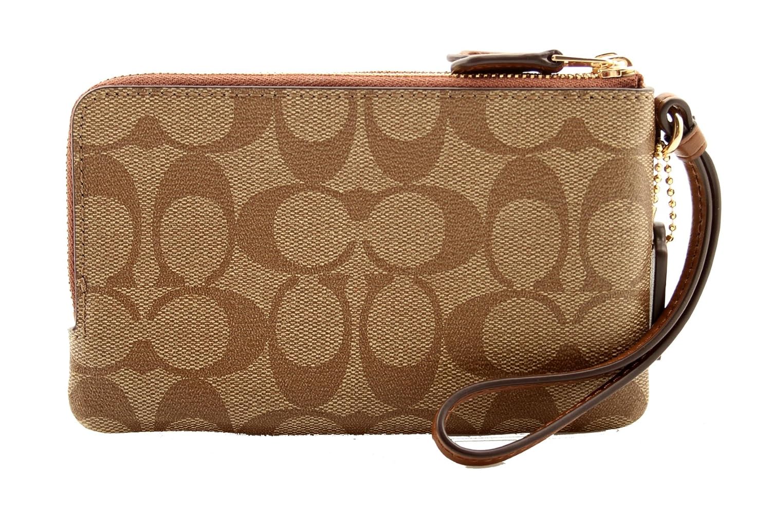 Coach Signature PVC Double Corner Zip Wristlet Wallet Shoes & Handbags