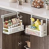 SHINEWON Hanging Kitchen Baskets Fine Mesh Wire Storage Basket Over Cabinet Door Organizer No Drilling Required for Kitchen Bathroom Office, Small, 2 Pack.
