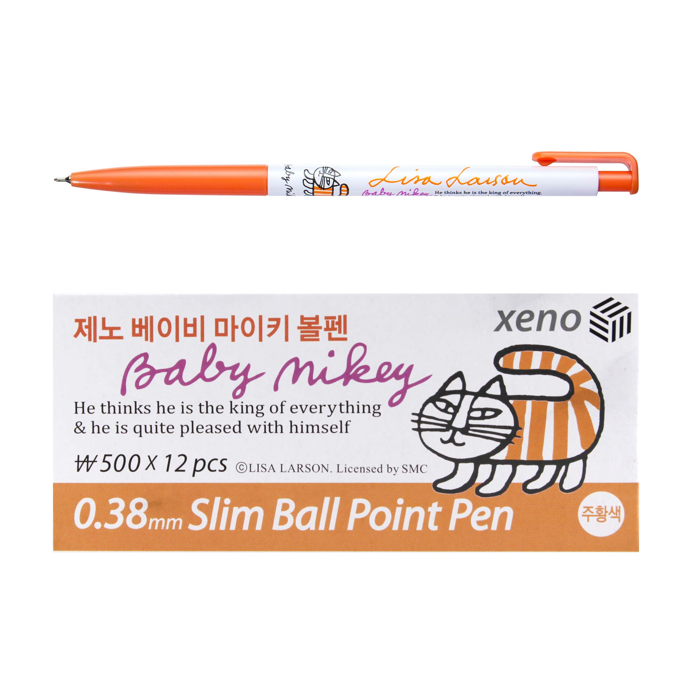 Xeno 0.38mm Slim Ballpoint Pen Shinzi Monpeluche to Baby Mikey Lisa 12 Pack (Orange 12 Pack)
