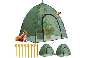 CHPPEY 2PCS Mesh Plant Cover from Animals - 37.5" x 37.5" x 28" Plant Netting Pest Guard Cover with Stakes for Raised Bed, Plant Tent Cage Protector for Vegetable Fruit Flower Small Animals Shading Rate 25%