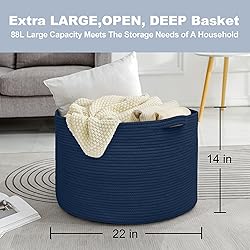 MEGASKET Dark Blue Basket for Organizing, 22" x