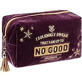 Harry Potter Gifts for Women, Velvet Makeup Bag Cosmetic Pouch Travel Organizer, Small Toiletry Bag for Fans, Hogwarts Themed Design (Purple)
