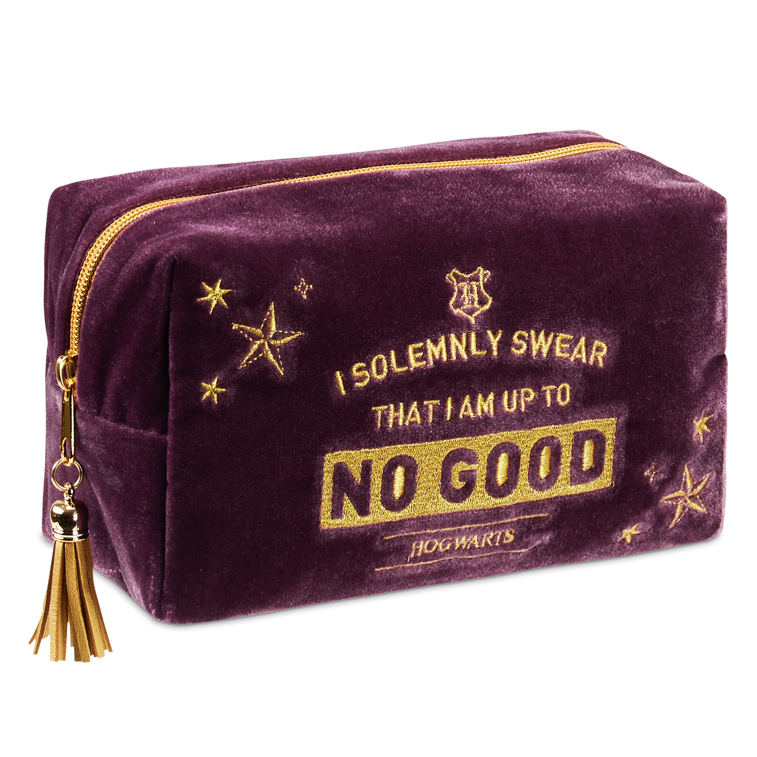 Harry Potter Makeup Bag for Women, Teenagers, Girls - Velvet Hogwarts Cosmetic Bags Travel Accessories - Gifts for Girls (Purple)