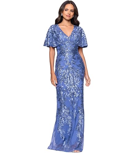 betsy and adams light purple dress with blue sequins Lace-Up Long Sequin Prom A-Line Skirt Lilac / 4 size purple evening gowns with sequins. Betsy and Adam Purple -