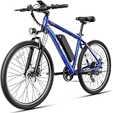 Jasion EB5 Electric Bike for Adults 26" tire with 1000W Peak Motor | Removable Battery Commuting Electric Mountain Bike,Up to 40Miles,7-Speed and Front Fork Suspension Ebike