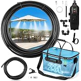 6 Gallon Outside Misting System, 30 FT Cooling Misters with Pump, Blue | Portable Misters for Outside with Foldable Bucket 8 Mist Nozzles for Patios, Golf Carts, Greenhouses, Canopy, Camping, Hiking