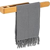 Self Adhesive Bamboo Towel Holder -- No Drilling Hand Towel Ring Strong Hold Self Adhesive Bathroom Towel Bar Bamboo Towel Rack Sticky Towel Hanger for Kitchen Living Room Bedroom