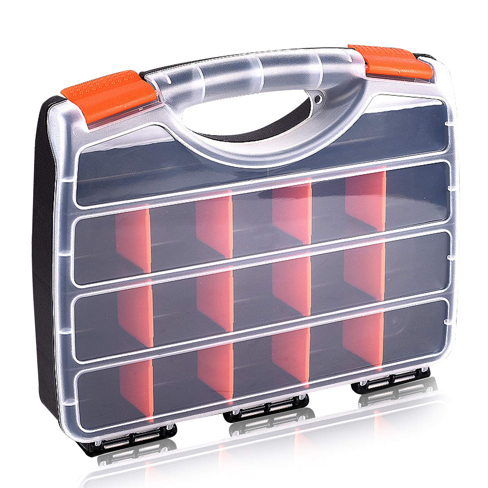 Elinala Screw Storage Organizer, Compartment Storage Boxes, Small Adjustable and Detachable 15 Compartment Tool Storage Box for Screws, Nuts, Small Parts