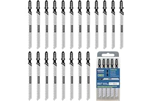 Jigsaw Blades T Shank T101BR Compatible Bosch Dewalt Black and Decker Jig Saw Blades Set for Wood 20PCS with Case, 4 in. 10 T