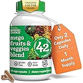 Botanic Choice Since 1910 - Mega Fruits & Veggies Blend - 42 Fruits and Vegetables - 2 Caps Daily - 60 Count Supplement