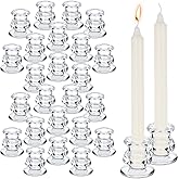 24 Pcs Candlestick Holders Glass Clear Taper Candle Holders 2.2" High Candle Stick for Wedding Centerpieces Decor Party Supplies