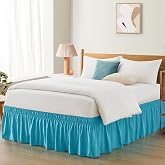 Entisn Teal Wrap Around Bed Skirt, Full Queen 14-Inch Brushed Drop | Easy Wrap-Around Design, No Mattress Lifting, Ultra-Soft 110GSM Fabric, Wrinkle &amp; Fade Resistant, Machine Washable
