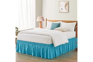 Entisn Teal Adjustable Bed Skirt for Full & Queen Size Bed - with 18 Inch Tailored Drop, Wrap Around Bed Skirts with Adjustable Elastic Belt for Easy Fitting - Wrinkle & Fade Resistant