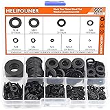 HELIFOUNER 600 Pieces 9 Sizes Black Zinc Plated Steel Flat Washers Assortment Kit (M2 M2.5 M3 M4 M5 M6 M8 M10 M12)
