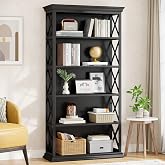 Tribesigns 6-Tier Bookcase, 71 Inches Industrial Bookshelves and Bookcases, Floor Standing 5 Shelf Display Storage Shelves Tall Bookcase for Home Office, Living Room, Bed Room, All Black