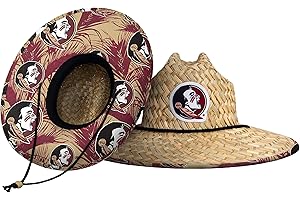 FOCO NCAA Mens NCAA College Team Logo Floral Lifeguard Beach Straw Sun Hat