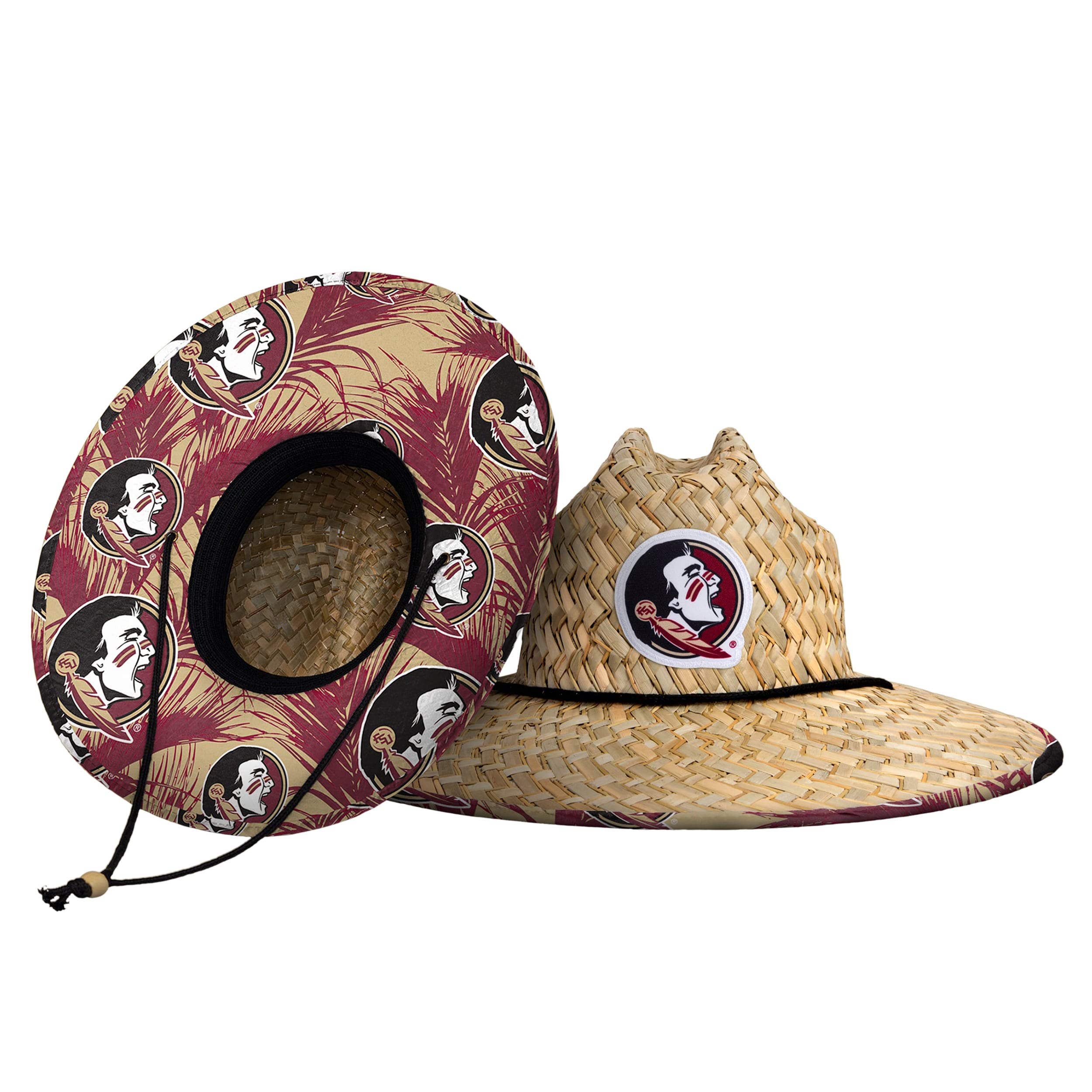 FOCO mens Ncaa College Team Logo Floral Sun Straw Hat, Team Logo, One Size US Image