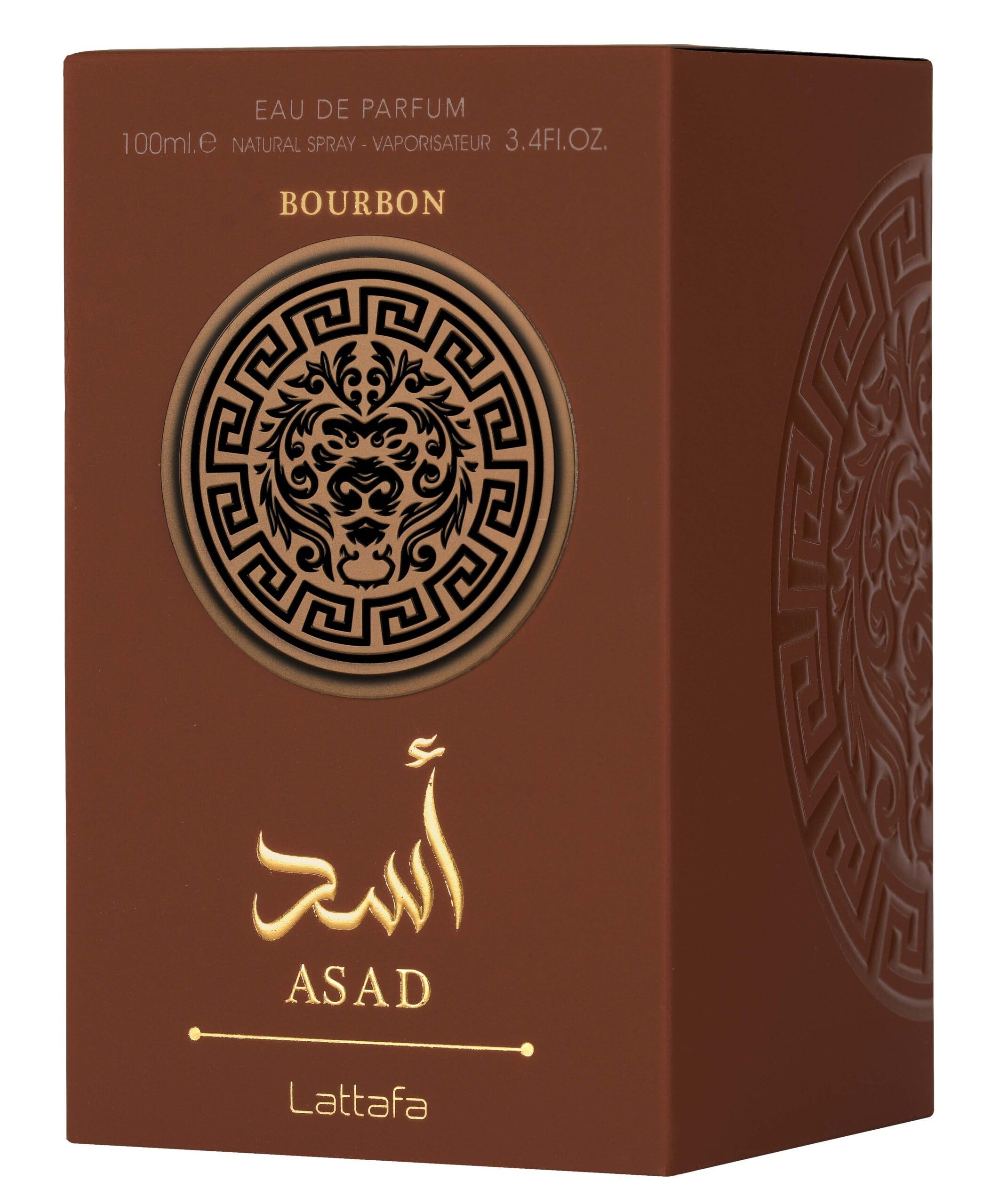 Lattafa Asad Bourbon for Unisex Eau de Parfum Spray, 3.4 Ounce / 100 ml