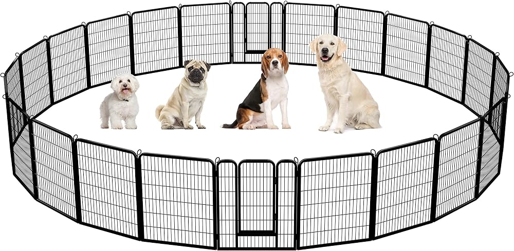 Yaheetech 24-Panel Heavy-Duty Dog Playpen 100cm Height for Indoor Outdoor