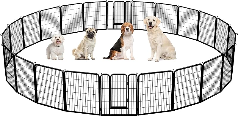 Yaheetech 24-Panel Heavy-Duty Dog Playpen 100cm Height for Indoor Outdoor