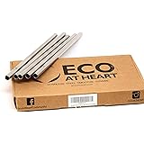 Reusable Metal Stainless Steel Wide Smoothie Straws | Pack of 5 Extra Wide & Straight Straw Set + BONUS Cleaning Brush & Smoothie Recipes Ebook