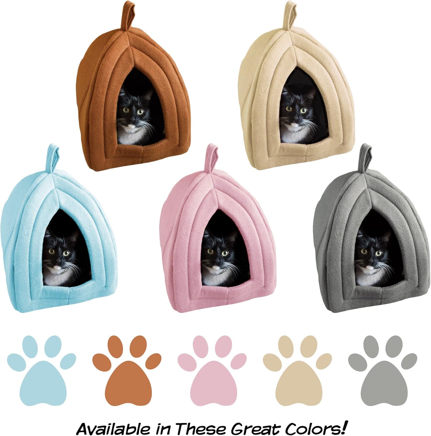 PETMAKER Cat Pet Bed, Igloo- Soft Indoor Enclosed Covered Tent/House for Cats, Kittens, and Small Pets with Removable Cushion Pad (Grey) : Pet Supplies