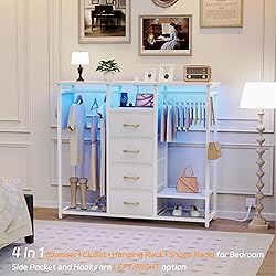YAKANJ Dresser for Bedroom with 2 Clothes Racks,4