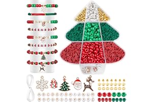 Goldwise Kit de perles de Noël avec boîte en forme d'arbre, 2020 perles pour la fabrication de bracelets et de bijoux – Perle