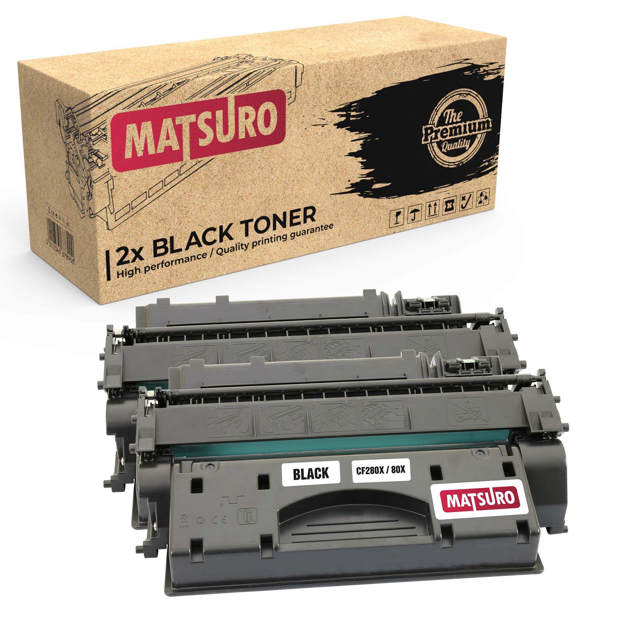 Matsuro Original | Compatible Toner Cartridge Replacement for HP CF280X 80X (2 BLACK)