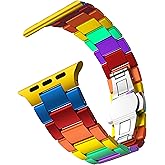 GELISHI Colorful Band Compatible with Apple Watch Band 46mm 45mm 44mm 42mm Women Men, Ultra Thin Aluminum Metal Band Replacement Strap for Watch Series 11 10 9 8 7 6 5 4 3/ SE 3/ Ultra 3/2/1 49mm, Rainbow