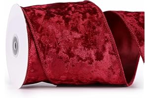 MAYREEL 4 Inch Burgundy Crushed Velvet Ribbon Wired Extra Wide for Christmas Decorations Gift Wrapping Wreaths Tree Toppers 10 Yards