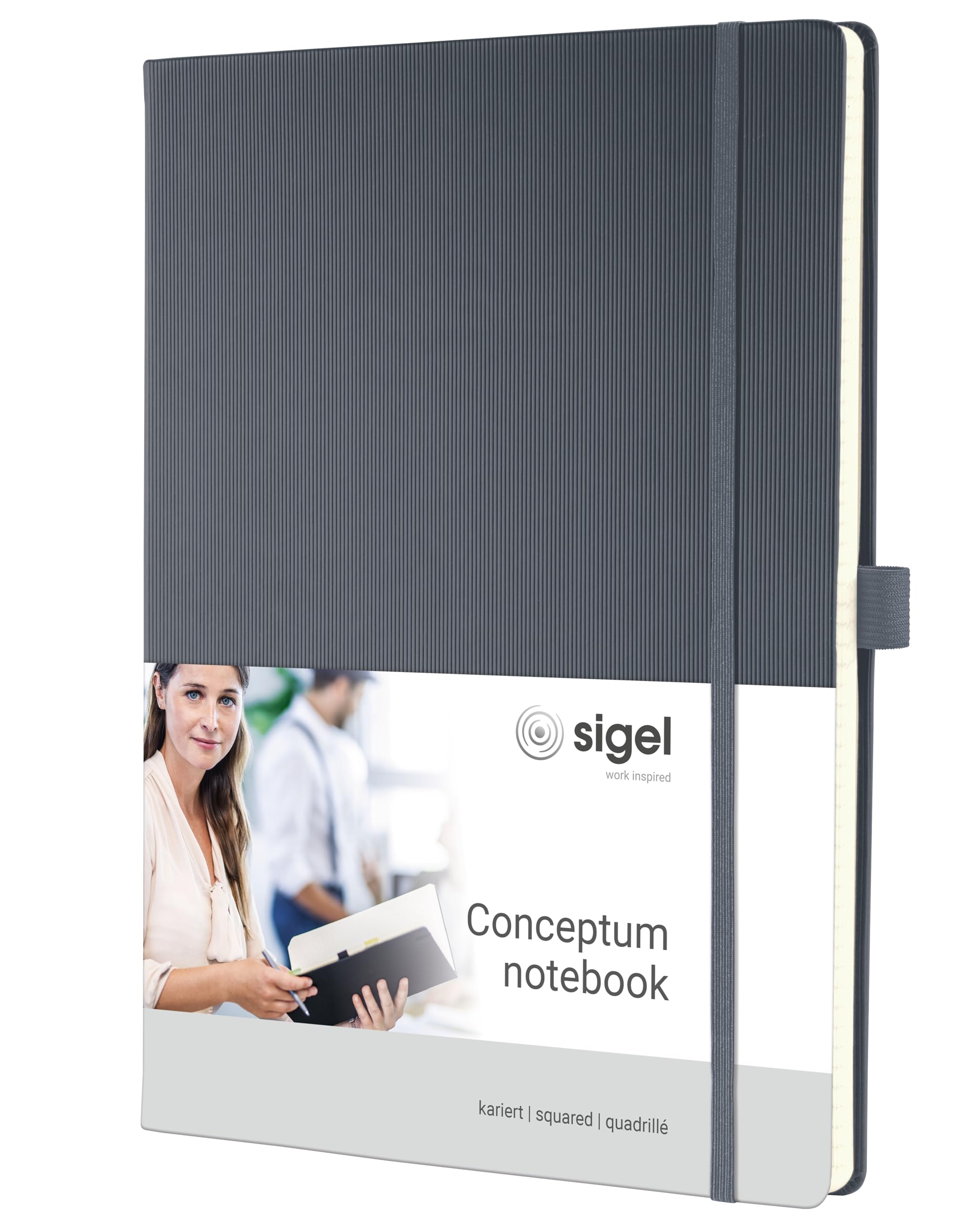 SIGEL CO648 Premium Notebook squaRed, A4, hardcover, Grey - Conceptum