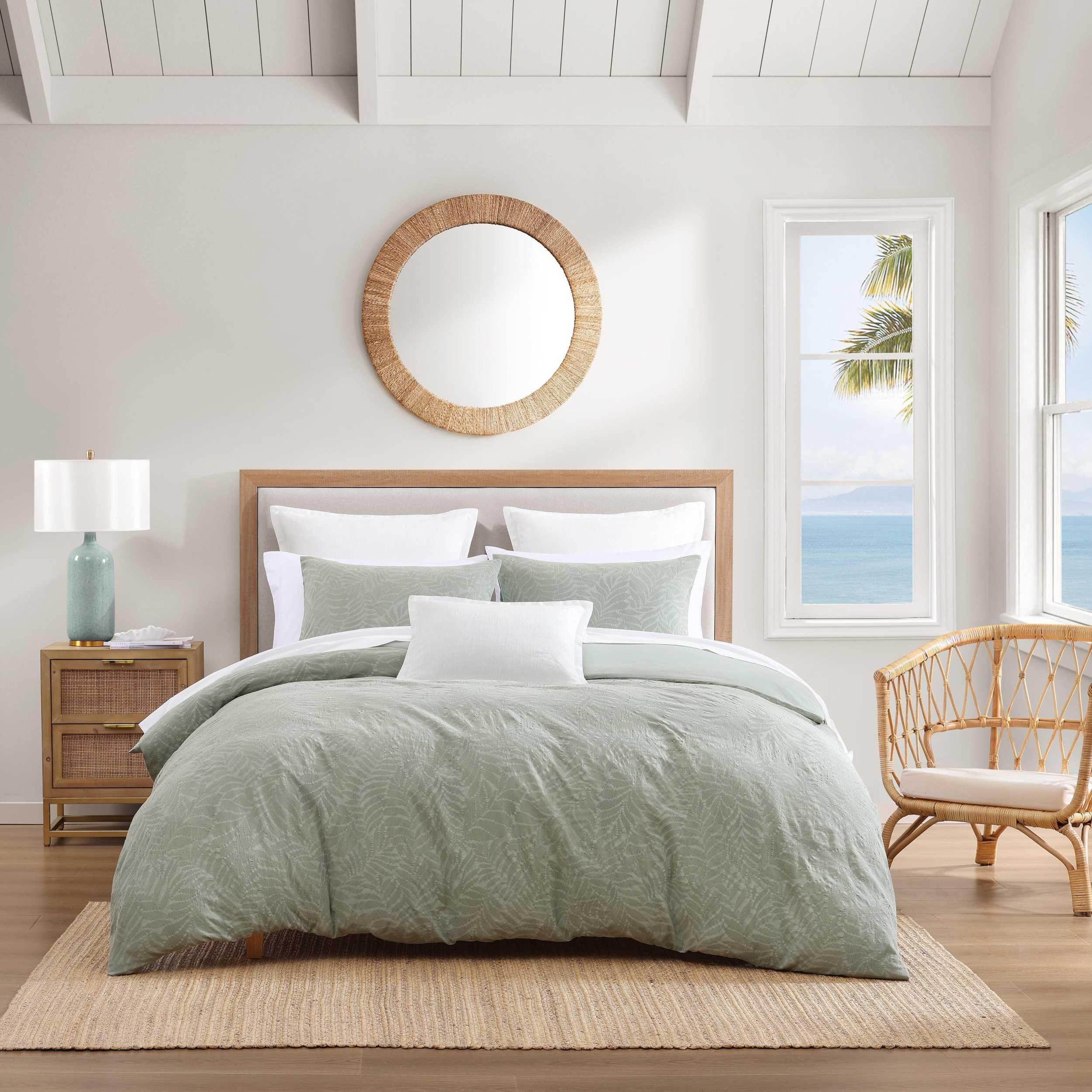 Photo 1 of Tommy Bahama - Duvet Cover Set, Super Soft Premium Bedding with Matching Shams, Button Closure, Inner Corner Ties for Secure Fit (Harbor Palm Green, Full/Queen)