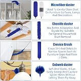 wlich Feather Duster 11 Pcs Extendable Pole Bendable Washable Cobweb Duster view 3