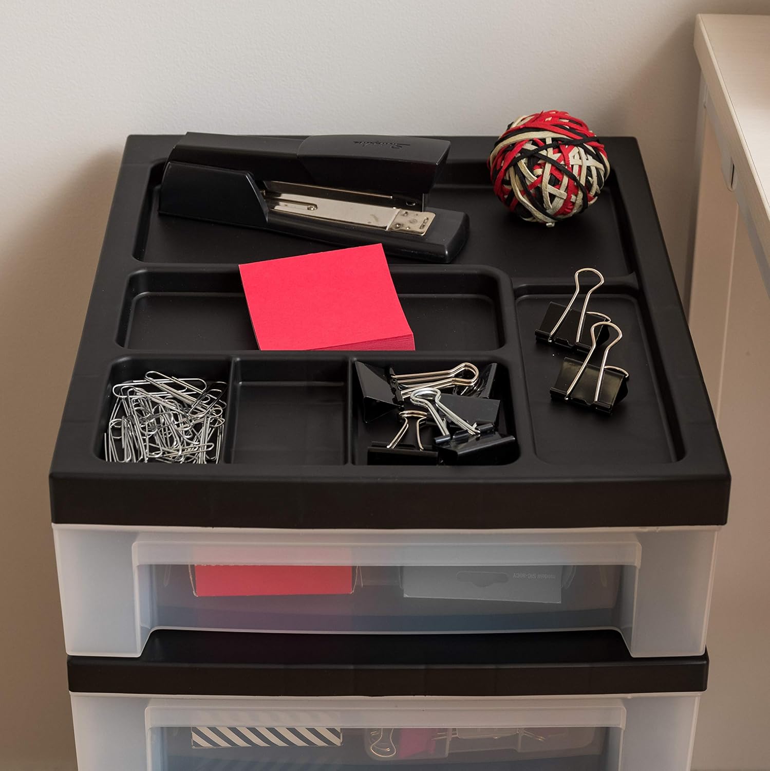 IRIS USA MC Plastic Storage Drawer, Rolling Cart with Organizer Top, 6, Black: Home & Kitchen
