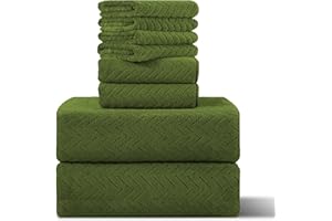 Ferdilan 8 Pack Bath Towel Set, 2 Extra Large Bath Towel Sheets, 2 Hand Towels and 4 Washcloths Ultra Soft and Absorbent Chair Towels for Bathroom, Quick Dry Towel for Home Hotel,Olive